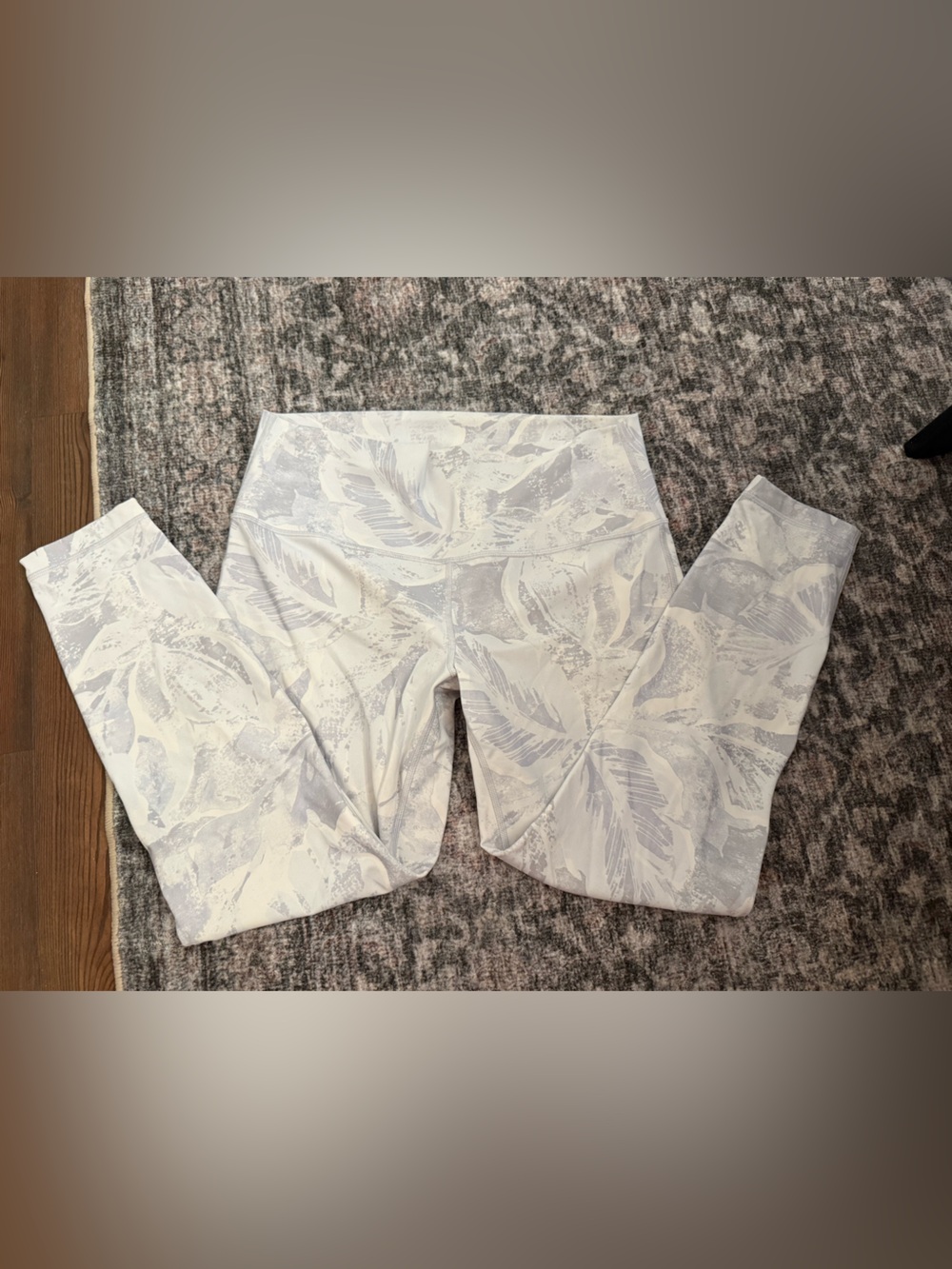 lululemon athletica White and Light Gray Leaf Print  Leggings